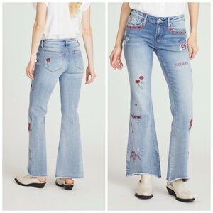 Driftwood Free People Eva Boot Cut Love Letters Valentines Day Flare Jeans Sz 28
